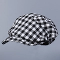 Classic black and white checkered linen newsboy cap with breathable lightweight fabric - M(56-58cm) / Black and White Plaid