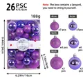 26-piece purple Christmas ball set with glitter and shiny finish for tree decoration - Purple
