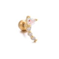 Golden heart opal stud earring with curved cubic zirconia stones on white background - Heart Curved Shape (EGD0139) / Gold