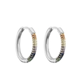 Orecchini huggie arcobaleno con zirconi colorati e finitura in argento lucido - Platino Zircone Multicolore