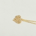 14K gold-plated heart pendant necklace with branch details and zircon stones - Hollow Heart