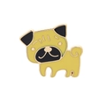 Cartoon Pug enamel pin in yellow and black with gold metal edge for backpacks - Pug Dog
