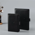 Classic black faux leather ring binder notebook in A5 and A6 sizes with buckle closure - Black