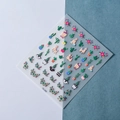 Détails macro de stickers ongles 5D avec reliefs de cactus verts et motifs d'alpagas - TS-209 (Relief Cactus Alpaga)