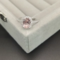 Classic 925 sterling silver ring with oval pink morganite gemstone and diamond halo - Size 5 / Morganite