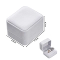 White velvet ring box dimensions detail with 7.5cm length and soft flocking texture - Double Ring Box / White