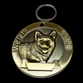 Bronze Welsh Corgi pet ID tag with embossed dog portrait and engravable area - Corgi