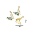 Golden butterfly pendant with faux opal and sparkling cubic zirconia set in three pieces - Butterfly - Peacock Green Opal