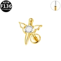Orecchino a perno ala pugnale in titanio F136 oro con zircone quadrato e filo interno - Stile Ali di Pugnale Dorato (G23LAP494-G1208108) / 1.2x8mm