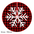Red and black buffalo plaid 90cm Christmas tree skirt with white snowflake print - Red Black Plaid Large Snowflake (New)