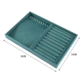 Dark green velvet jewelry display tray with ring slots and necklace hooks 35x24cm - 2-in-1 Mixed Tray / 35x24x3cm