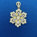Elegant gold flower pendant with marquise crystal petals on a blue textured background - Gold Marquise Diamond Flower Shape Pendant (781)