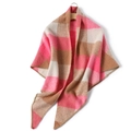 Pink and camel plaid cashmere-like scarf with knitted texture on white background - Pink Plaid