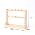 Double-layer wooden jewelry organizer stand with 12 metal hooks in natural wood finish - 2 Layers 12 Hooks