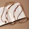 Bohemian dark brown woven waist rope with wooden beads on a vintage book - Brown Rope Wood Bead Woven Accessory (X451-10)