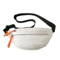 Waterproof white sports chest bag with black strap and orange zipper pulls for casual use - White