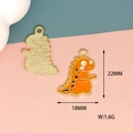Detail view of 22mm orange enamel dinosaur pendants showing front and back textures - M / Orange Dinosaur