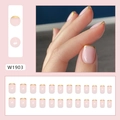 Uñas postizas rosa con puntas doradas estilo manicura francesa, set de 24 piezas elegantes - W1903 Resplandor del Atardecer (Estilo Pegamento)