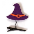 Fermaglio per capelli a cappello da strega viola di Halloween con molla e dettaglio arancione - Stile A (Cappello da Strega Viola)