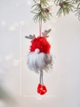 Gnomo natalizio in peluche con cappello rosso e bianco e corna altezza 19cm - Babbo Natale Rosso / Rosso