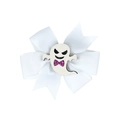 Fermaglio per capelli Halloween con fiocco bianco, fantasma glitterato e papillon rosa - Stile Fantasma / Bianco
