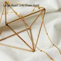 Golden titanium steel beaded O-chain necklace featuring small round bead accents - 45 cm / Beaded O-Chain (Gold)