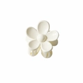 Creamy white flower hair claw clip in a glossy five-petal floral shape for hair styling - 3.5cm / Glossy White