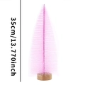 Mini sapin de Noël rose 35cm avec aiguilles givrées et socle en bois massif - 35cm / Rose