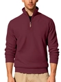 Men's burgundy 1/4 zip knit sweater with diagonal textures and ribbing details - S / Burgundy