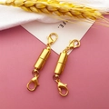 Golden magnetic jewelry clasp with double lobster claws for DIY necklace connection - Gold Cylindrical Magnetic Clasp / 6x46mm