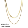 Double layer gold necklace set with 400x3mm snake chain and 450x1.6mm box chain - Gold Snake Chain 400x3mm and Box Chain 450x1.6mm (KN232357-Z)