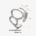 Silver geometric stainless steel hollow ring featuring layered irregular oval shapes - Adjustable Open / Silver