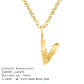 Elegant textured 14K gold plated V initial pendant necklace made of stainless steel - Letter V / 10mm Pendant / Gold