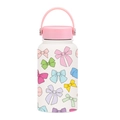650ml stainless steel sports water bottle with colorful macaron bow prints and pink handle - Macaron Bowknot Design