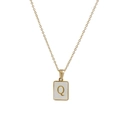 Quadratische 18K vergoldete Titanstahlkette mit Buchstabe Q Anhänger und Muschel - Buchstabe Q