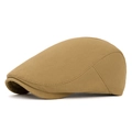 British retro newsboy cap in khaki twill fabric for men and women vintage style - Back Button Style / Khaki