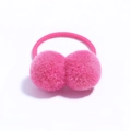 Vibrant rose red pom pom hair tie with plush ball and high elastic rubber band - Rose Red
