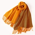 Double-sided faux rabbit fur scarf in orange and brown with tassel details - Ginger Brown