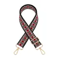 Close-up of adjustable woven shoulder strap with red and black geometric diamond patterns - A-3 Wine Red Diamond