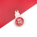DIY Chinese New Year white rabbit alloy charm with red Xi character and golden accents - Happiness Symbol
