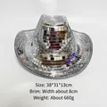 Cappello da cowboy disco specchiato argento con piastrelle in vetro per feste - Cappello da Cowboy Argento (Specchi Grandi)