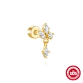 Golden S925 sterling silver ear stud with star-shaped white zircon inlay design - Gold #3 (Flower Design)