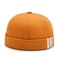 Streetwear orange docker hat featuring three white stripes in durable canvas fabric - Adjustable / Orange