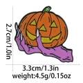 Halloween Emaille-Anstecknadel lila Hand und Kürbis, Maße 2.7x3.3cm, Gewicht 4.5g - Lila Hand Hält Orangen Kürbis (C2824-1)