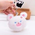 Boze witte pluche kat sleutelhanger met blauwe ogen en belletje voor tassen - Portemonnee Stijl / Wit