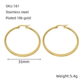 Minimalist 35mm stainless steel hoop earrings with 18k gold plating finish for women - 35mm / Gold