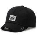 Casquette noire à bord court avec écusson vintage et broderie blanche en zigzag - Noir