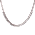 Collana a catena serpente a lisca di pesce argentata con zirconi incastonati - Argento-Zircone Bianco