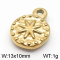 Colgante de estrella dorado en acero inoxidable con bordes de puntos 13x10mm - KLJ6103-Z / Dorado (13*10mm)