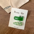 Cute green crocodile and plaid fabric hair clips set for girls on a wooden desk - Crocodile Head + Plaid
